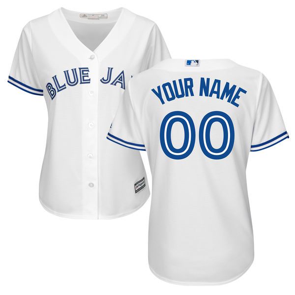 Women Toronto Blue Jays Majestic White Home Cool Base Custom MLB Jersey